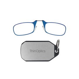 ThinOptics unisex adult Keychain Case + Reading Glasses, Blue, 44 mm US