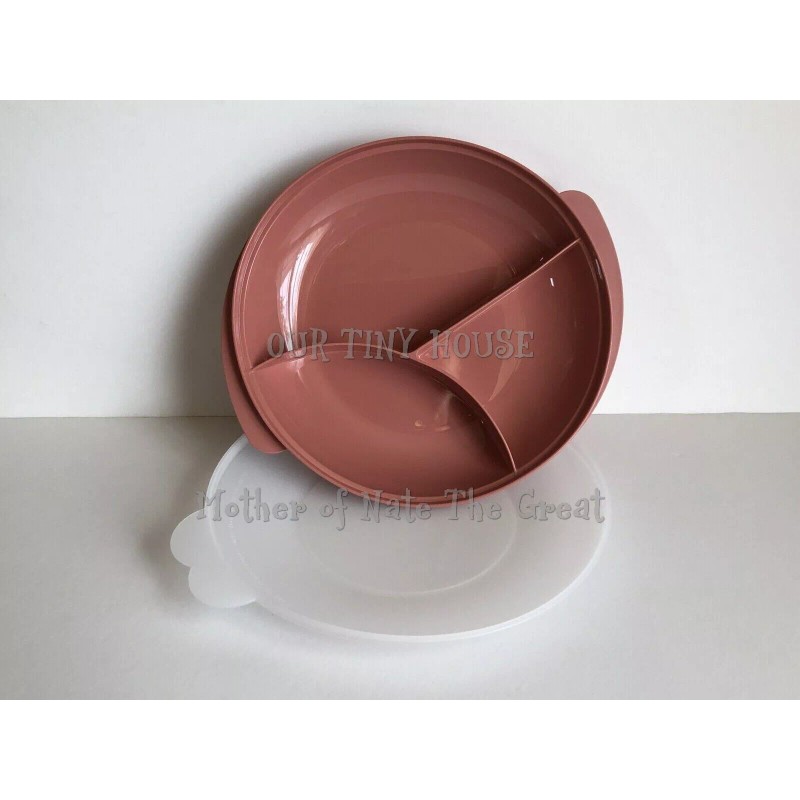 Tupperware Reheatables Divided Plate w/ Seal Microwave Safe Dish Rose
