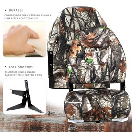 SUNDGORA Premium Camo High Back Folding Fishing Boat Seat for Fishing,Stainless Steel Screws Included,Camo