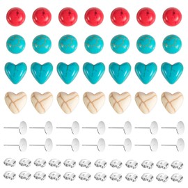 300Pcs Stainless Steel Stud Earrings Making Kit, DIY Stud Earrings Backs for Jewelry Making, Colorful Turquoise Cabochon Stud Earrings Set