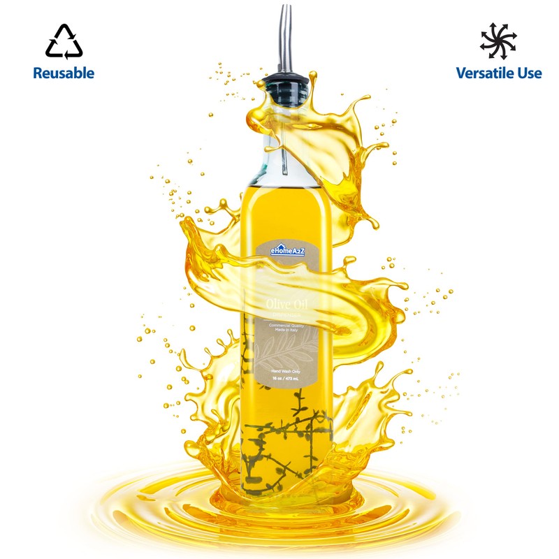 EHOMEA2Z Italian Glass Olive Oil Dispenser Bottle - 16 Oz,