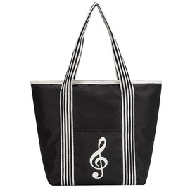 KingPoint Music Tote Bag Music Theme Handbag Shoulder Shopping Bag Reusable Multipurpose Musical Note Bag for Music Lovers Gifts