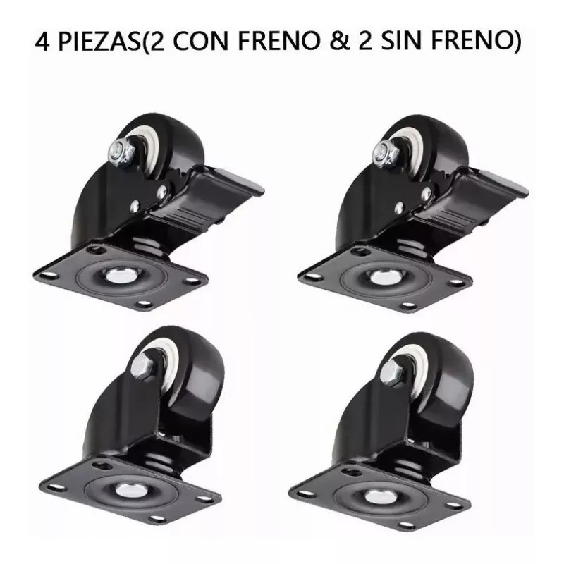 Espinope 2in Ruedas De Pvc Función Giratoria Rodaja Con Freno