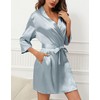Women's Satin Robes Short Silky Bathrobes Bridesmaid Party Dressing Gown