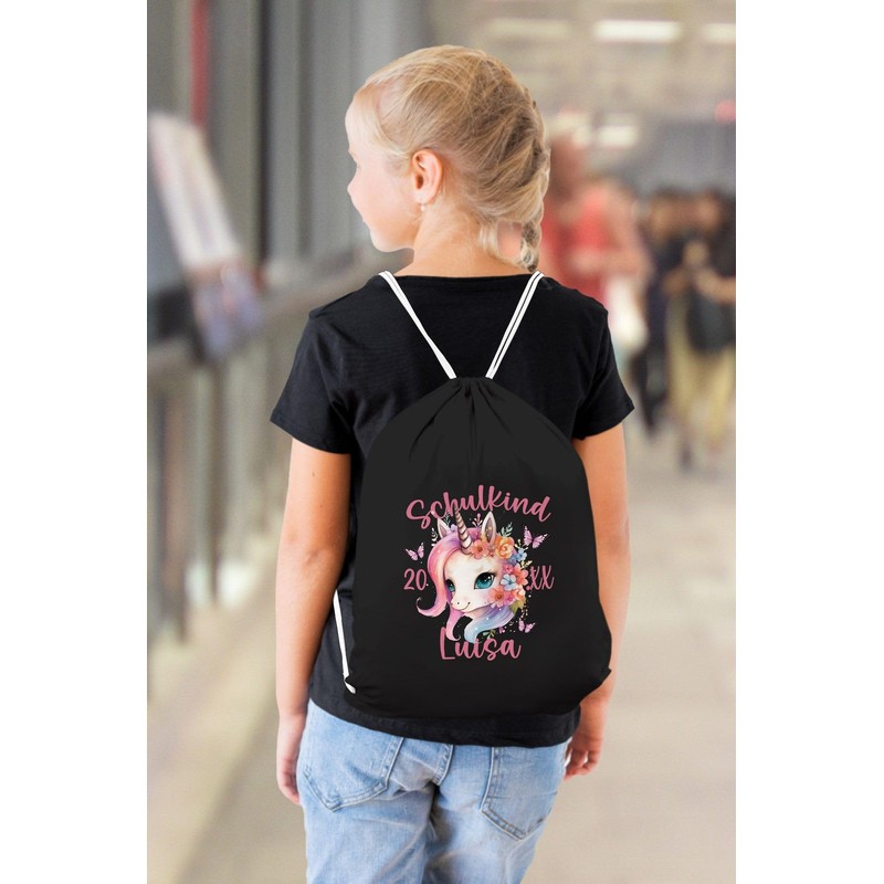 SpecialMe® Kinder Turnbeutel mit Name und Jahr personalisierte Geschenke Schulanfang