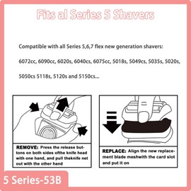 zoasod Series 5 Series 6 53B Shaver Replacement Head Compatible with Braun New Gens S5 S6 Razors,for Braun S5 Replacement Heads 5050cs,6072cc,6090cc,6020s,6040c,5035s,5020s Etc Model