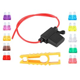 10x Inline Blade Fuse Holder Pigtail Inline Waterproof Fuse Holder + 10 Pieces Standard Blade Fuses + 1pc Fuse Puller For Car Auto Van