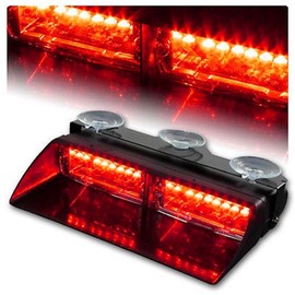 XTAUTO LED Emergency Warning Light 16 LED High Intensity Windshield Hazard Warning Flashing Strobe Law Enforcement Interior Roof Dash Windshield Lamp Lights with Suction Cups for Car Truck Red