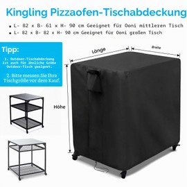 Kingling Outdoor Pizza Oven Table Cover for Ooni Large Table, Waterproof Outdoor Grill Table Covers, Pizza Oven Stand Covers (Cover Only) - 92 x 82 x 79 cm (Black, 82 x 82 x 90 cm)