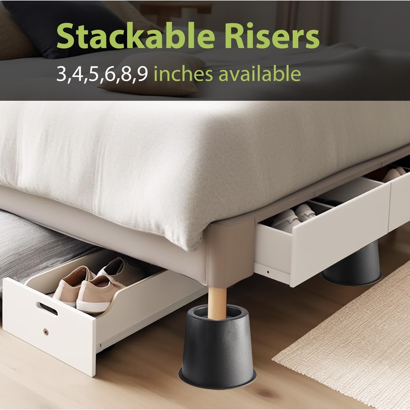 OXENDURE 4" Strong Bed & Furniture Lifters - Your Ideal