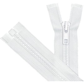 ANPURZII 2PCS #5 15 Inch White Separating Jacket Zippers For Sewing Coats, Molded Plastic Bulk Zippers(White 15" 2PCS)