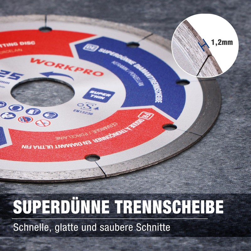 WORKPRO Professional Diamond Cutting Discs 125 mm x 22.23 mm,