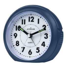 Atrium Wecker Analog Quarz ohne Ticken mit Licht und Snooze Dunkelblau Metallic A240-35