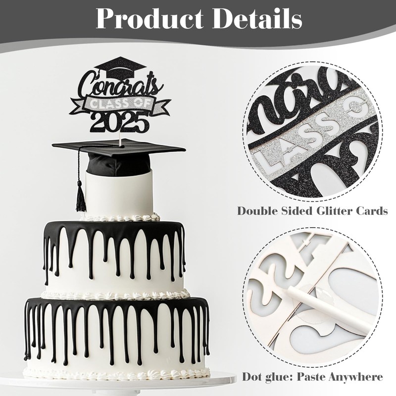 EMORBALS Graduation Cupcake Toppers 2025, Class of 2025 Cupcake Toppers,