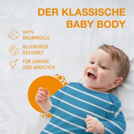 wellyou 100% Cotton Long Sleeve Bodysuit for Girls and Boys Set of 2 Long Sleeve Baby Bodysuit in Size 50-134 - Made in EU, Turquoise, white