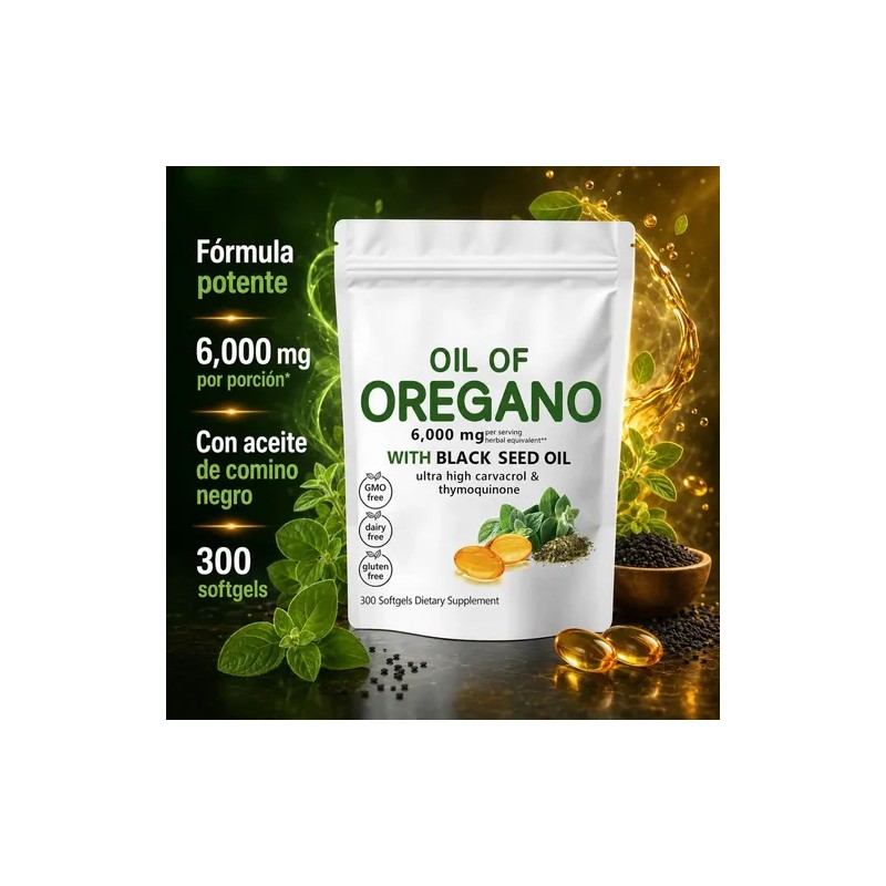 Aceite Oregano Semilla Negra 6000 Mg Sin Gluten 300