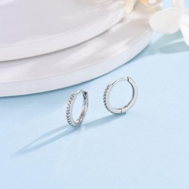 Silver Hoop Earrings for Women, Sterling Silver Small Huggie Hoop Earrings | Hypoallergenic Cubic Zirconia Hoop Earrings Jewellery Gifts for Girls Birthday Christmas
