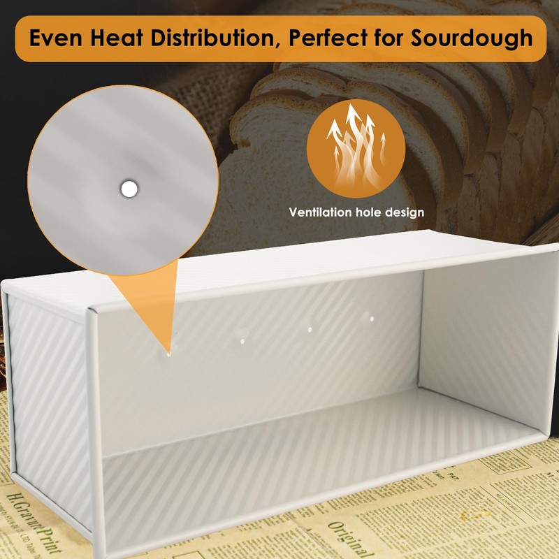 Spmarkt Premium Beige 13-inch Pullman Loaf Pan with Lid, 2.2