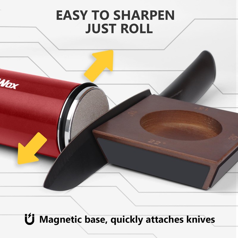 DOWOX Longer Rolling Knife Sharpener with Leather Strop, Upgraded Rolling