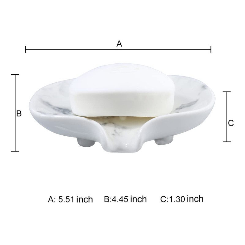 Soap Dish with Drain Ceramic Marble Soap Holder Soap Saver