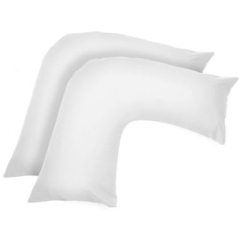V Shaped Pillow Case Cover - 2 Pack Poly-Cotton Orthopedic Pillowcase To Fit V shape pillows For Back, Neck & Leg Support in Pregnancy, Maternity & Orthopaedic - Body Support Pillow (White)