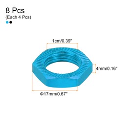 sourcing map Aluminum 17mm RC Wheel Nut Thread M12x1.0mm Hex Wheel Nuts RC Wheel Nut for 1/8 RC Model Car Trucks Off Road Car Upgraded Parts Pack of 8(Black & Blue)