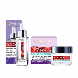 Kit L'Oréal Paris: Sérum Ácido Hialurónico + Crema en Gel Hidratante – Piel Más Firme y Radiante