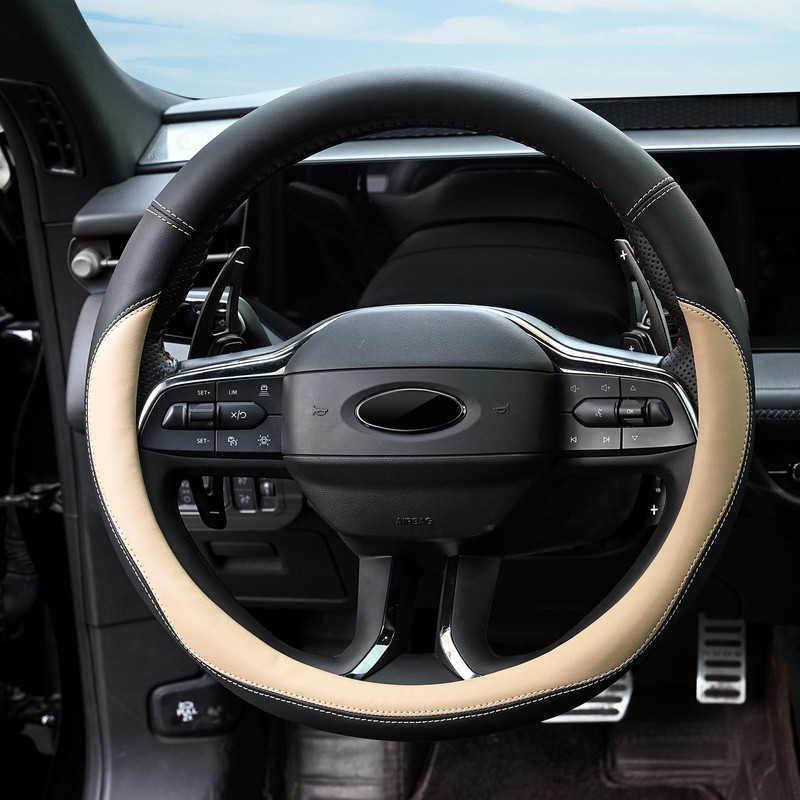 Valleycomfy Microfiber Leather Steering Wheel Cover Large-Size for F150 F250