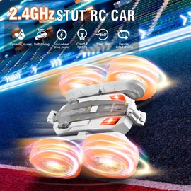 Paaxido Remote-Control-Car-Stunt-RC-Car, New Upgraded 2.4Ghz 4WD Double-Sided 360° Rotating RC Crawler with Headlights & Wheel Lights, RC Truck Toy Cars Gift for Kids Boys and Girls Aged 6-12