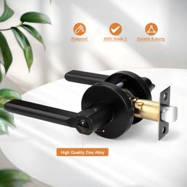 Probrico Privacy Door Handles for Bedroom and Bathroom Black Privacy Door Handle Lever, Keyless Interior Door Handles Bed Bath Door Lockset, 2 Pack