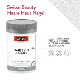 SWISSE Hair Skin Nails - Dietary Supplement Skin Hair Nails with Vitamin C, Biotin, Collagen and Zinc, Vitamins Minerals & Supplements with Collagen Capsules 60, Made in Italy