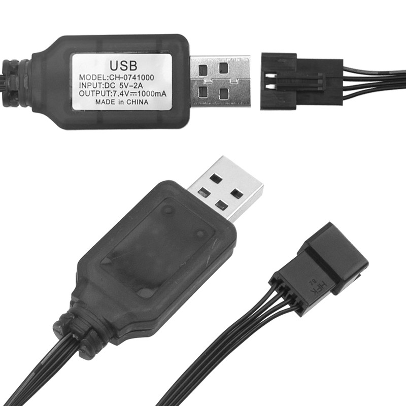 3Pcs Vgoohobby SM-4P Plug Charger 7.4V USB Charging Cable for
