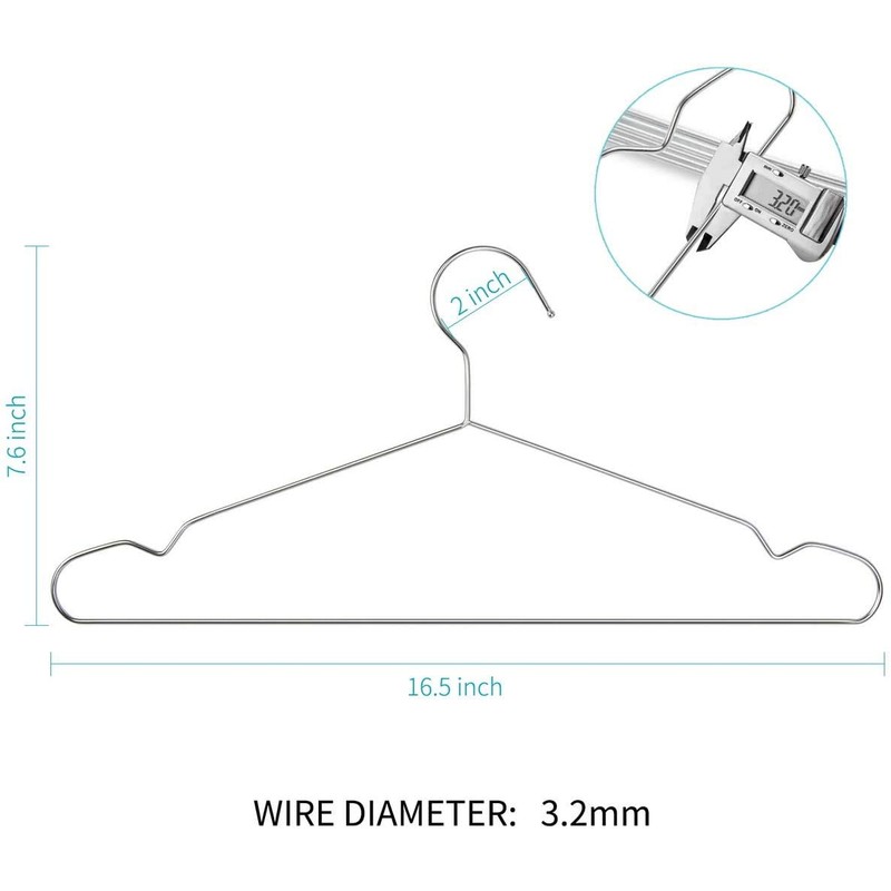 TIMMY Clothes Hangers 50 Pack Heavy Duty Stainless Steel Metal