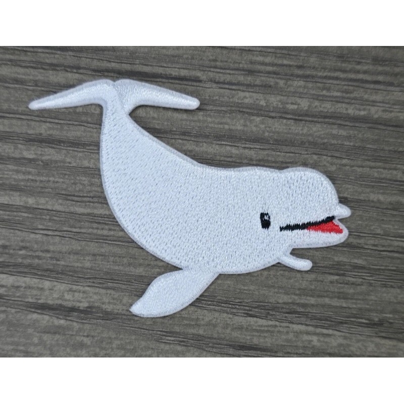 GRAY BELUGA WHALE MARINE SEA ANIMAL OCEAN ADVENTURE IRON ON