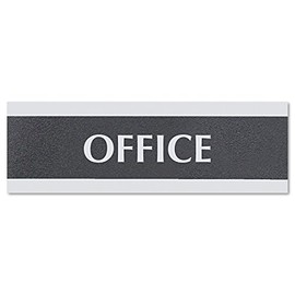 Headline Sign 4762 Office Sign, 3-Inch x9-Inch, Silver on Black