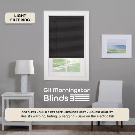 Achim 27x48 Black Cordless Light Filtering Mini Blinds for Window Privacy