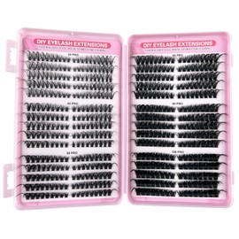 Luoqun88 Cluster Lashes Individual Eyelashes, 540pcs Eyelash Clusters - D Curl Lash Extensions | 8-16mm Russian Style Cat-Eye Lashes | DIY High Volume & Soft Fiber (30+40+50+60+80+100D Pro)
