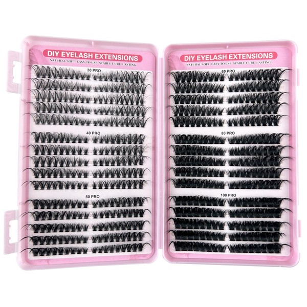 Luoqun88 Cluster Lashes Individual Eyelashes, 540pcs Eyelash Clusters - D
