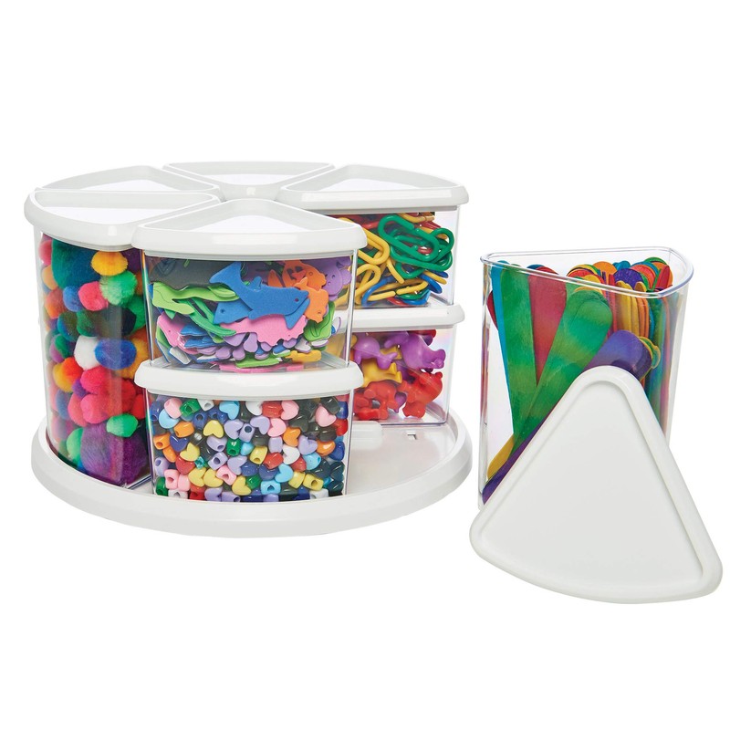 Deflecto Rotating Carousel Craft Organizer, 9-Canister, Includes 3" and 6"