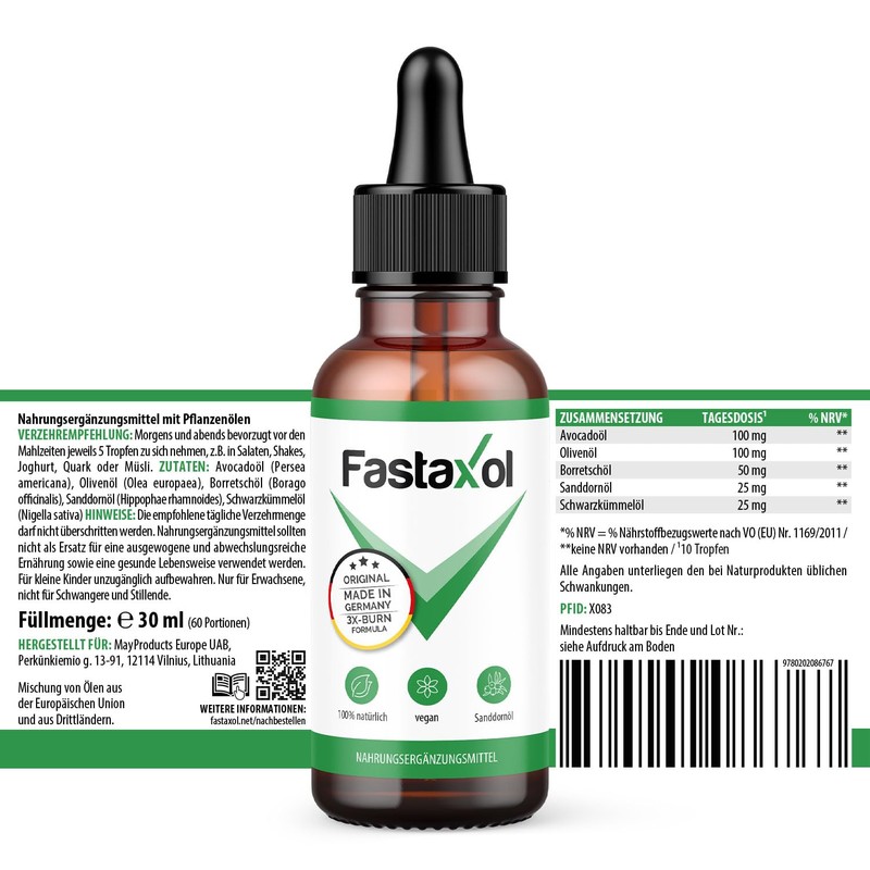 Fastaxol Oil Complex Drops with Avocado Oil, Olive Oil and