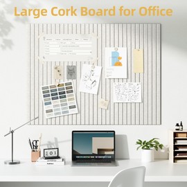 Large Cork Board for Wall 36" x 24" Ivory Bulletin Board with Safe Removable Adhesive Squares for Pictures Photos, Alternative CorkBoard Felt Pin Boards Tiles for Office Classroom Wall Decor - 6 Pack