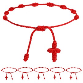 KALIONE 6 Pcs Adjustable Red Cord Bracelet String 7 Knot Good Luck Bracelets Knot Chain Braided for Friendship, Lovers