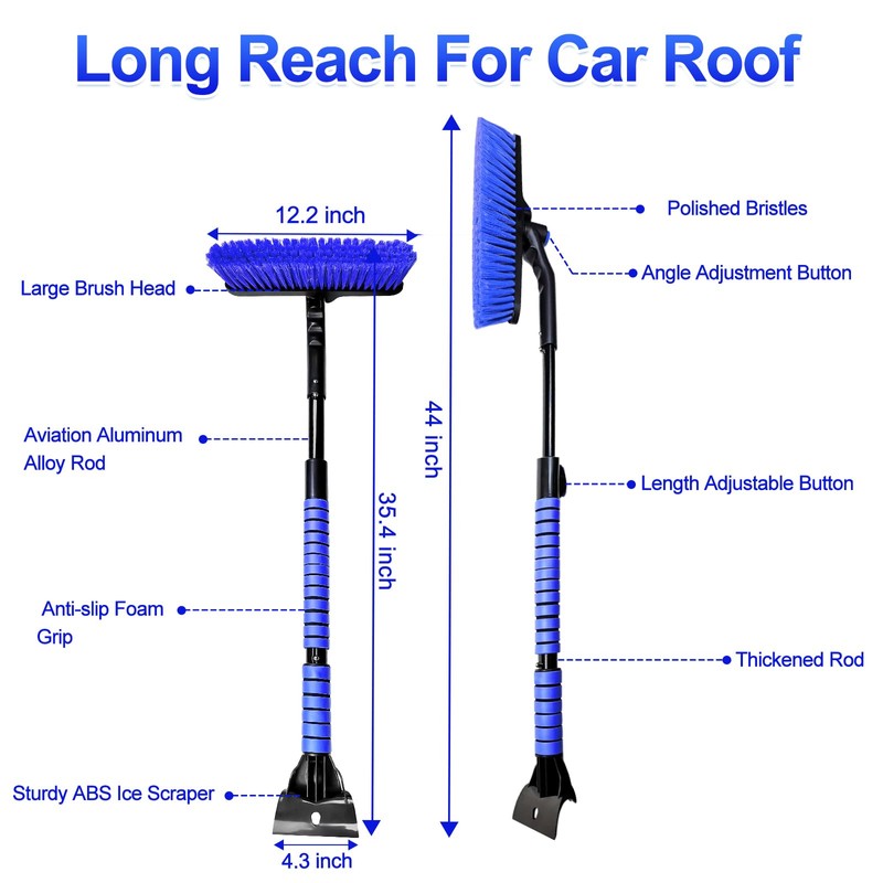 SEAAES 44 Inch Ice Scraper and Snow Brush for Car