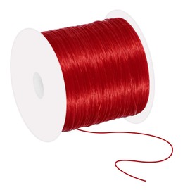 PATIKIL 66 Yard Flat Stretchy Bracelet String, 1mm Elastic String Stretch Crystal String Bead Cord for Bracelets Beading Jewelry Making, Red