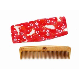 Minebari Comb Yamagata Haircut with Case - Made by Tsukusen Comb Artisans - Portable (If you want to make it as small as possible, for those with "straight hair" because the distance between the comb teeth is narrow, small #09)