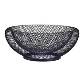 GWEOBZ Metal Mesh Fruit Basket Countertop Fruit Bowl for Kitchen Counter - 10 Inches Black Round Candy Dish Home Decorative Small Stand (Mesh)