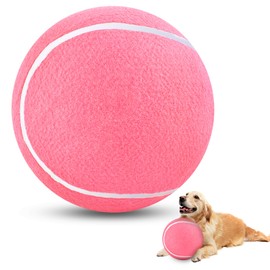 HETOO - Pelotas de tenis grandes para perros: juguetes de perro rosa de 9.5 pulgadas, juguetes gigantes para perros grandes, juguetes para perros pequ