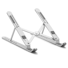 Stealodeal Stainless Steel Laptop Stand Adjustable and Foldable for Laptops Upto 10 to 15.6" (Silver)