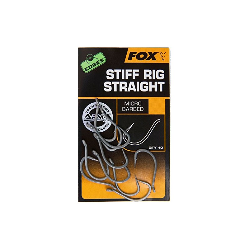 Fox Edges Armapoint Stiff Rig Straight Hooks - 10 Carp