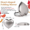 EYIWEITING Mini Heart Compact Mirror,Compact and Beautiful, Portable 1X/2X Magnifier,
